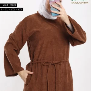 فستان قطيفة قطن مضلعه